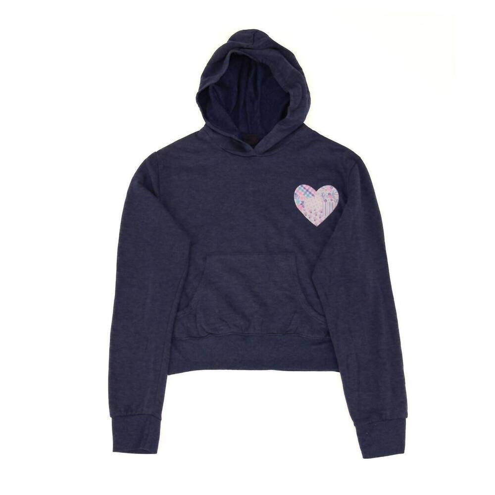 NEW FIREHOUSE girls' preppy patch heart pocket hoodie in navy